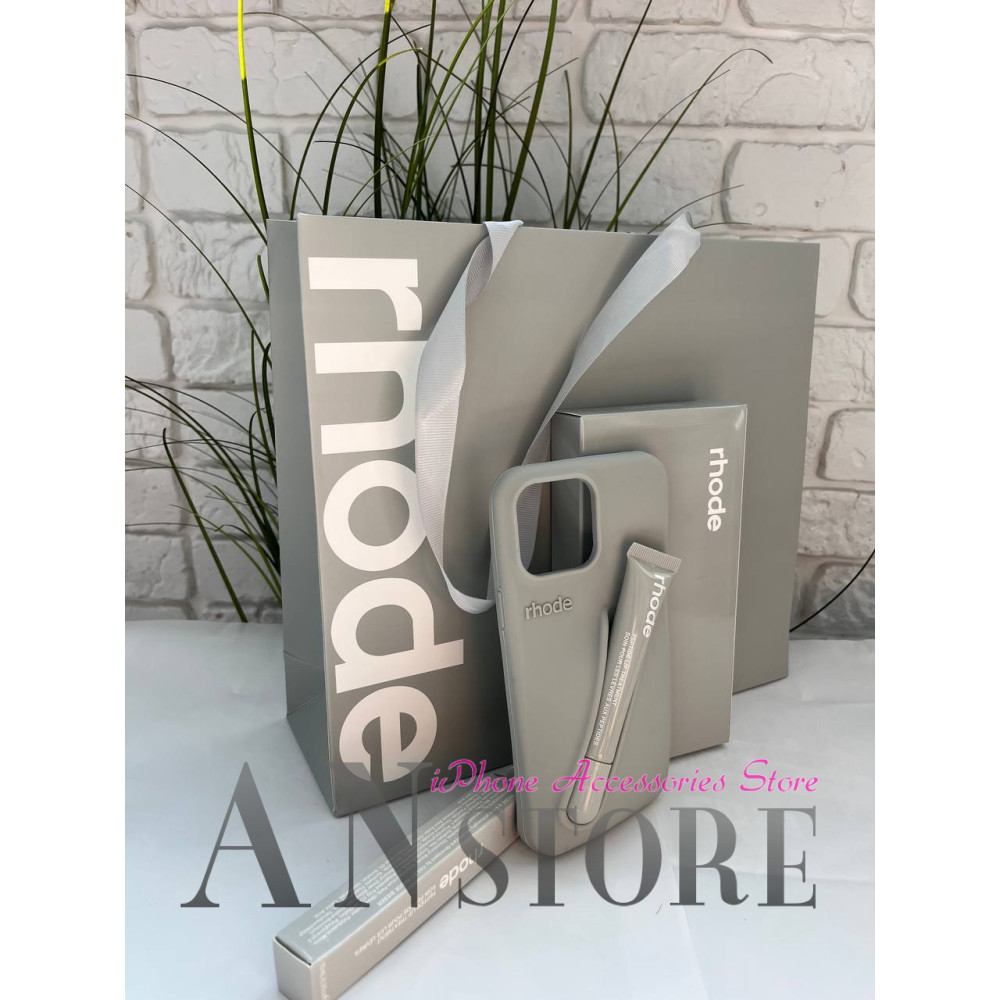 Чохол rhode з блиском для губ на iPhone 12 в сірому кольорі LIP CASE GREY COLOR 